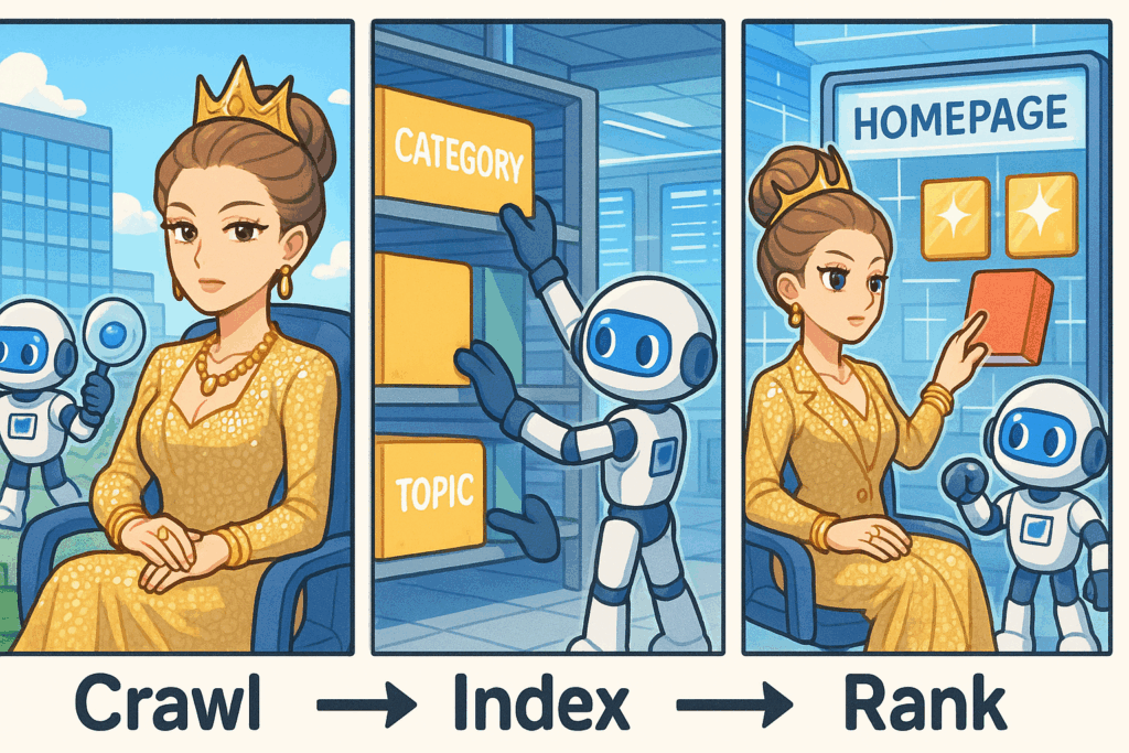 Crawl->Index->Rank
